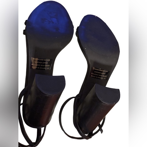 Steve Madden NWT Sz 6.5M Candid Elegant Black Leather Heeled Sandals (SH175) - Picture 10 of 12